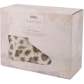 Totes Isotoner Faux Fur Animal Print Short Boot Slippers Small (3118HANIS)