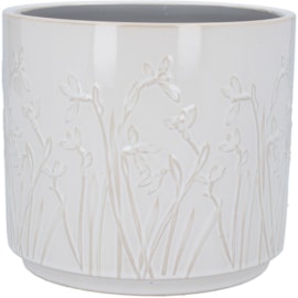 Gisela Graham Iris Stoneware Pot Cover White Small (31243)