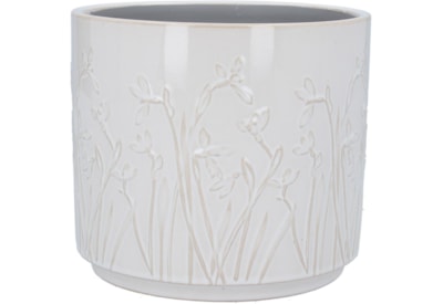 Gisela Graham Iris Stoneware Pot Cover White Small (31243)