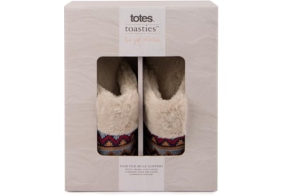 Totes Isotoner Fair Isle Knit Mule Slippers Large (3185HFAIL)