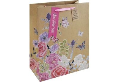 Butterfly Floral Kraft Gift Bag Large (32310-2C)