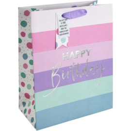 Female Birthday Stripes Gift Bag Large (32322-2C)