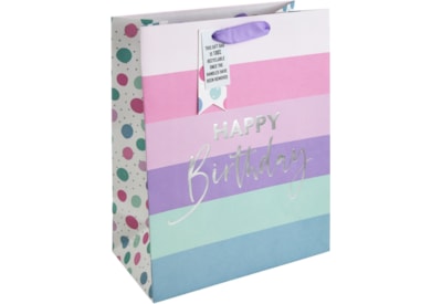 Female Birthday Stripes Gift Bag Large (32322-2C)