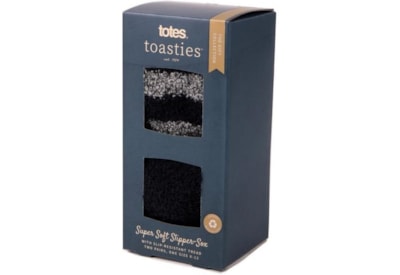 Totes Isotoner Mens Supersoft Slipper Sock Black/grey Totes Isotoner Mens Supersoft Slipper Sock Black/grey