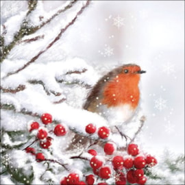 Ambiente Napkin Robin In Snow 33cm Ambiente Napkin Robin In Snow 33cm