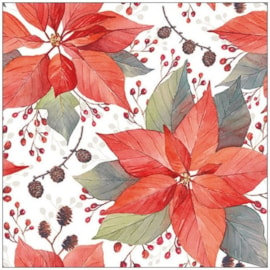Ambiente Napkin Poinsettia And Berries 33cm (33316490)