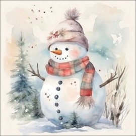 Ambiente Napkin Snowman In Nature 33cm Ambiente Napkin Snowman In Nature 33cm