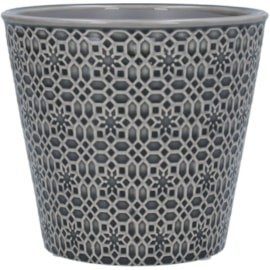 Gisela Graham Mosaic Stoneware Pot Cover Dk Grey Small (33409)