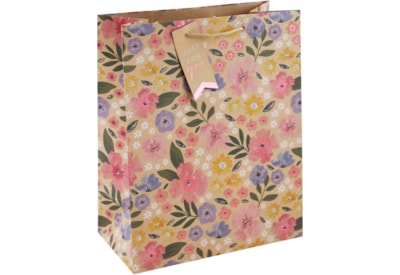 Kraft Floral Gift Bag Large (33541-2C)