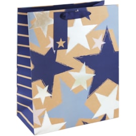 Kraft Blue Stars Gift Bag Large (33556-2C)