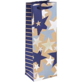 Kraft Blue Stars Gift Bag Bottle (33556-4C)