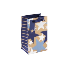 Kraft Blue Stars Gift Bag Perfum (33556-9C)