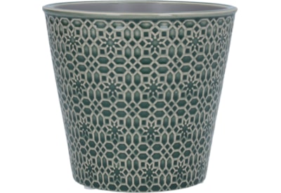 Gisela Graham Mosaic Stoneware Pot Cover Green Large (33852)