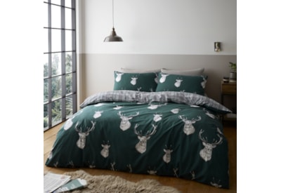 Catherine Lansfield Stag Duvet Set Green Double (BD/33904/W/DQS/GR)