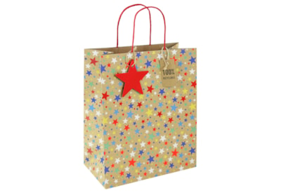 Kraft Multi Stars Gift Bag Large (33958-2C)