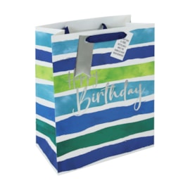 Male Birthday Stripes Gift Bag Large (33964-2C)