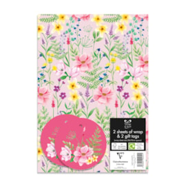Floral 2 Sheet 2 Tag Gift Wrap (34015-2S2TC)