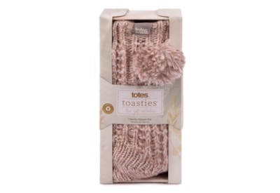 Totes Isotoner Luxury Sparkle Slipper Sox With Pom Pink (3406FPNK)