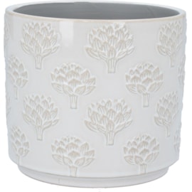 Gisela Graham Artichoke Stoneware Pot Cover White Medium (34085)