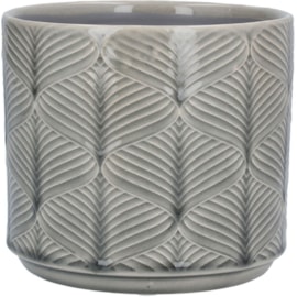 Gisela Graham Wavy Stoneware Pot Cover Grey Small (34994)