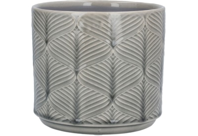 Gisela Graham Wavy Stoneware Pot Cover Grey Small (34994)