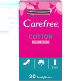 Carefree Pantyliners Cotton Fresh Scented 20s Carefree Pantyliners Cotton Fresh Scented 20s