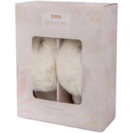 Totes Isotoner Textured Faux Fur Mule Slippers Cream Large (3575HCRML)