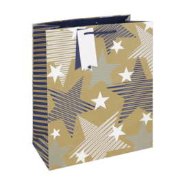Kraft Blue Stars Gift Bag Large