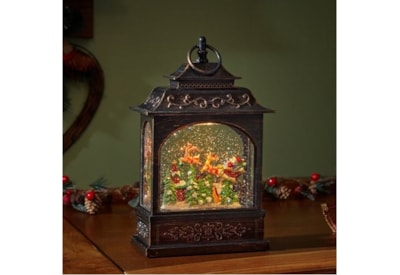 Three Kings Snow Swirl Flying Santa Lantern 29cm