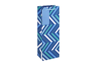Blue Chevron Bottle Gift Bag Blue Chevron Bottle Gift Bag