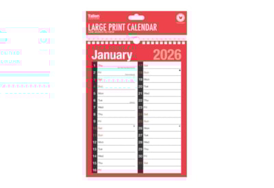 Tallon Red And Black Large Print Calendar