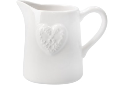 Gisela Graham Stoneware Heart Embossed Jug White Small (38876)
