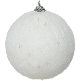 Foam Bauble Flocking Sequins White 8cm Foam Bauble Flocking Sequins White 8cm