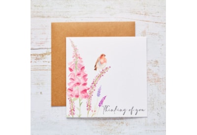 Foxglove Robin Thinking Of You Card White Floral Sympathy Foxglove Robin Thinking Of You Card White Floral Sympathy