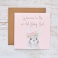 Baby Girl Welcome Card Rabbit With Flower Crown Baby Girl Welcome Card Rabbit With Flower Crown