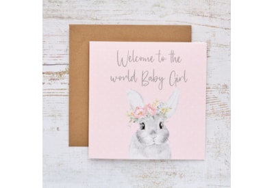 Baby Girl Welcome Card Rabbit With Flower Crown Baby Girl Welcome Card Rabbit With Flower Crown