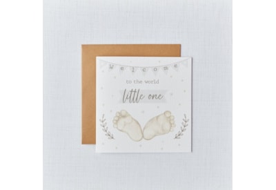 Baby Welcome To The World Card With Baby Feet & Wreaths Baby Welcome To The World Card With Baby Feet & Wreaths