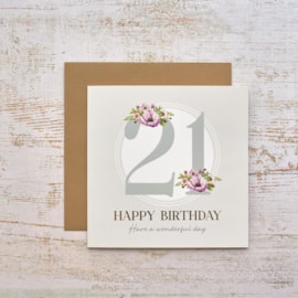 Celebrations 21St Birthday With Flowers Gold Foil Card Celebrations 21St Birthday With Flowers Gold Foil Card