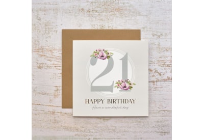 Celebrations 21St Birthday With Flowers Gold Foil Card