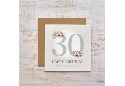 30Th Birthday Card With Flowers 30Th Birthday Card With Flowers