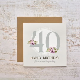 40Th Birthday Card With Flowers