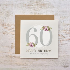 60Th Birthday With Flowers Card