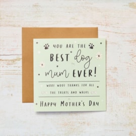 Best Dog Mum Ever Card Pale Green With Pawprints Best Dog Mum Ever Card Pale Green With Pawprints