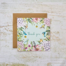 Floral Feather Birds Thank You Card Floral Feather Birds Thank You Card