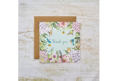 Floral Feather Birds Thank You Card Floral Feather Birds Thank You Card