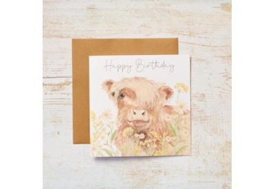Highland Cow Yellow Flowers Card Highland Cow Yellow Flowers Card