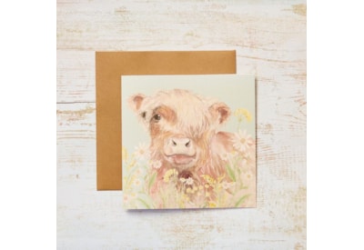 Highland Cow Floral w Cow Parsley Card Highland Cow Floral w Cow Parsley Card