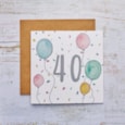 40Th Birthday Card With Balloons & Confetti
