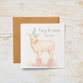 Sheep Happy Birthday To Ewe Card Lamb With Party Hat & Wellies