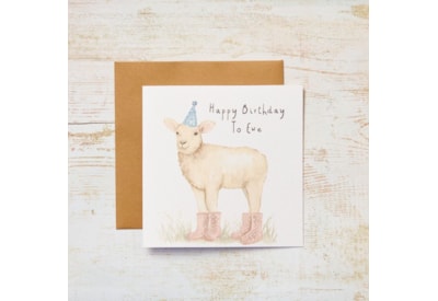 Sheep Happy Birthday To Ewe Card Lamb With Party Hat & Wellies